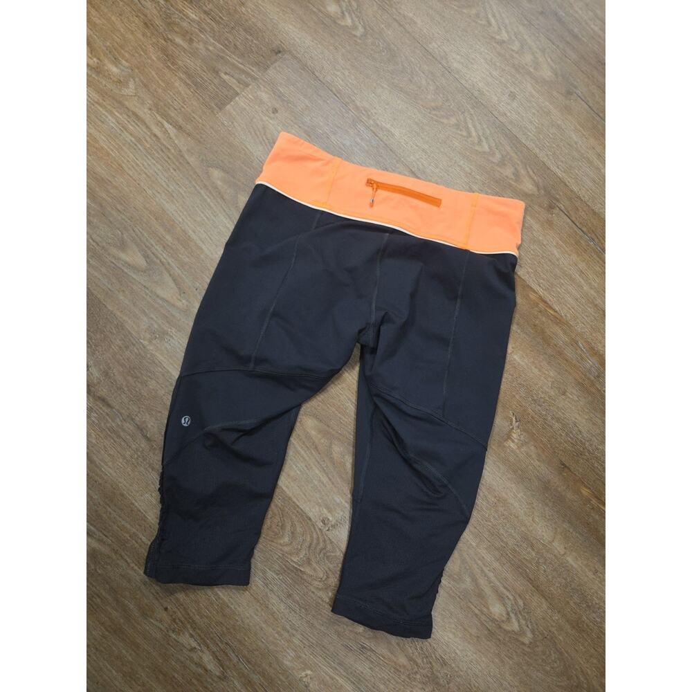 Lululemon Run Fast Free Crop Leggings Reflective Ruffle Trim Black Size 10 - Picture 8 of 10